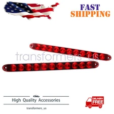 2PCS 16inch Red Truck Trailer Light Bar 11 LED Stop Turn Tail Brake Lights Strip