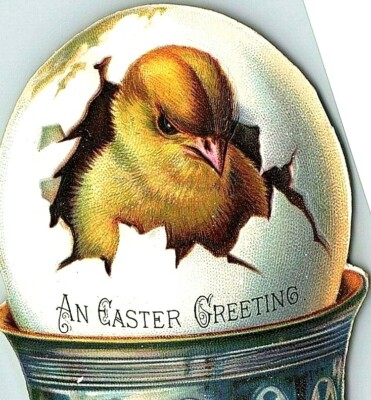 1880's Embossed Easter Die-Cut Hatching Egg Chick Egg-Cup P147