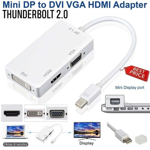 Mini Display Port(DP)Thunderbolt to Adapter HDMI VGA DVI MacBook Pro Mac Air - Picture 1 of 7