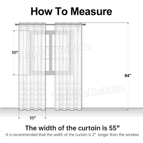 2 Panel Sheer Curtains Rod Pocket Window Sheer Voile Curtain Bedroom 140cmx213cm - Picture 8 of 10