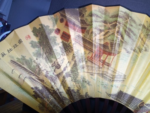 Asiatischer Themenventilator roter Holzgriff - Bild 2 von 5