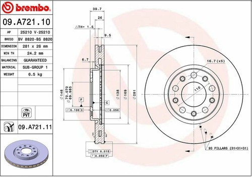 Kit Dischi e Pastiglie freno Ant+ Post Brembo ALFA ROMEO GIULIETTA II - Foto 2 di 5