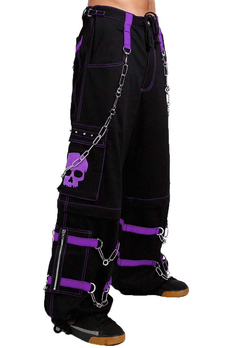 Tripp NYC Skull Bondage Pants [Black/Purple] - Bondage Pants, Goth