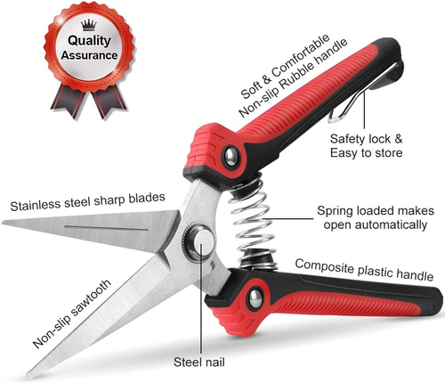 WYF Pruning Scissors, Professional Garden Shears - Straight Stainless Steel Blad - Picture 6 of 12