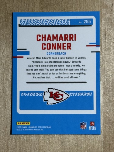 2023 Kansas City Chiefs Chamarri Conner Panini Donruss Optic RATED ROOKIE RC - Picture 2 of 2