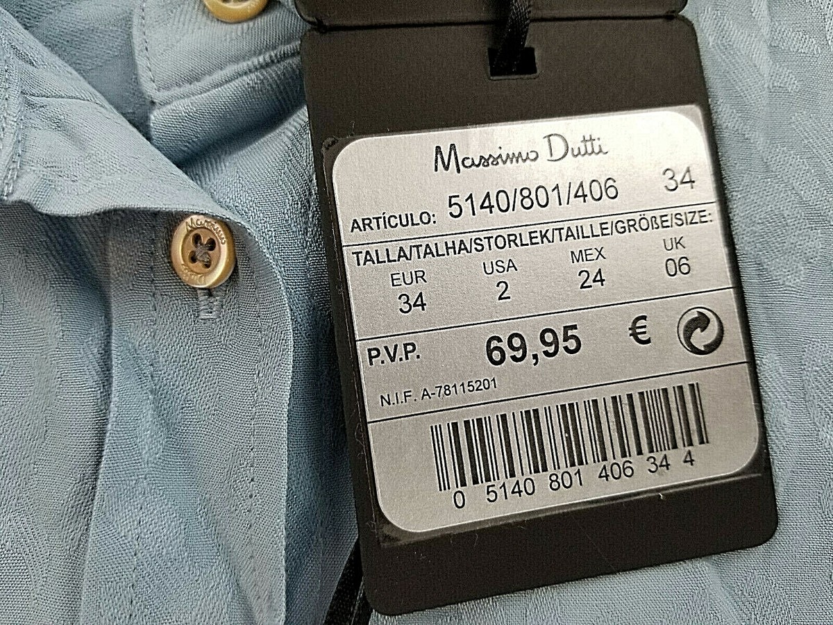 Massimo Dutti women blouse shirt 5140/801/406 blue USA sz 2
