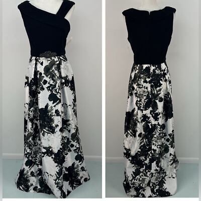 Alex Evenings Black & White Floral Gown Size 8 NWT New | eBay