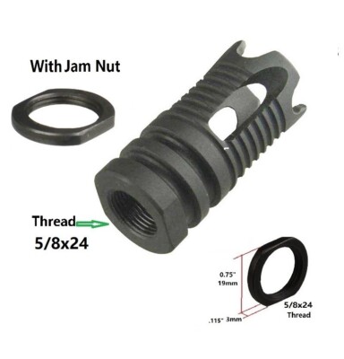 All Steel 5/8x24 Right Hand Thread Compensator Muzzle Brake Compatible 7.62 x 39