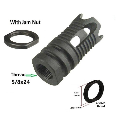 All Steel 5/8x24 Right Hand Thread Compensator Muzzle Brake Compatible ...