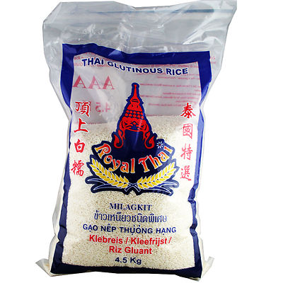ROYAL THAI Klebreis 4,5 Kilo  Klebereis Premiumqualität AAA Glutinous Rice