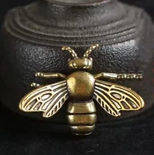 Brass Bee Animal Statue Small Sculpture Tabletop Desk Figurine Home Decor Gifts