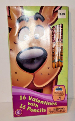 16 Valentine's Day Cards & 16 Pencils Scooby-Doo 8 Cool Designs Vintage 2010