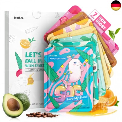 Tuchmasken Gesicht, Masken Beauty, Zealsea Natürlich Gesichtsmaske für Teenager