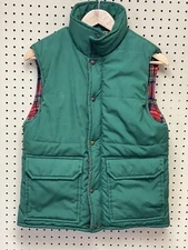 Vintage BLACK ICE  Vest Green Red Plaid Wool Blend Lining Mens Small S Winter