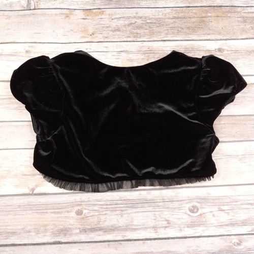 Jona Michelle Größe 7 schwarz Velours Achselzucken Kappe Ärmel Tüll Zierleiste Bolero Jacke - Bild 4 von 4