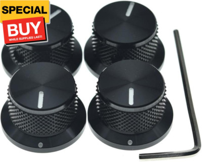 4-Pack Set Screw Style Aluminium Potentiometer Knobs 1/4'' Universal Top Hat Knob