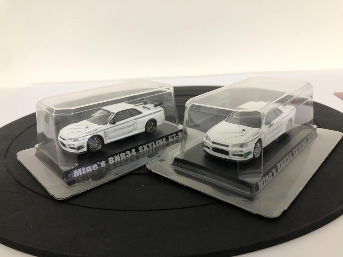 Mine's BNR34 SKYLINE GT-R 1999 ホワイト 1/64 1/64 Aoshima Option Nissan MINE'S BNR34 SKYLINE GT-R R34
