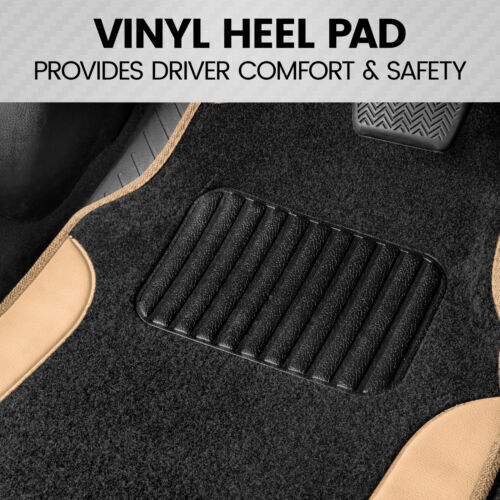BDK Carpet Floor Mats Car Truck SUV, Beige Two-Tone Design with PU Leather Trim - Bild 5 von 5