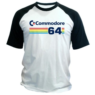 New Commodore 64 LOGO T shirt white raglan Vintage Computer sizes S-5XL