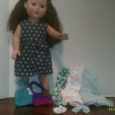 18"Doll Clothes made to fit A Girl My Life etc- Lot 0f 8-Dresses,Bag Bows Z08