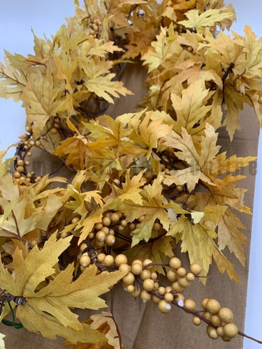 Pottery Barn Lit Faux Yellow Maple Garland 60" #4020 - Picture 2 of 6