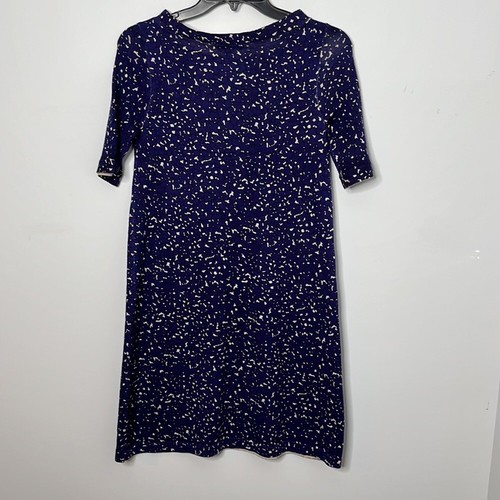 J.Crew Collection Wool Blue Floral Short Sleeve Sweater Dress - Picture 5 of 5