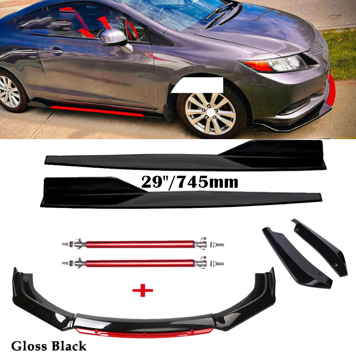 Front Bumper Lip Spoiler Splitter Rear Lip Side Skirt For Toyota Camry SE XSE