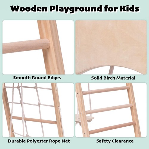 Jungle Game Indoor (8 N 1) Playground Toddler Wooden Toys Gym Slide Climbing Net - Picture 6 of 6
