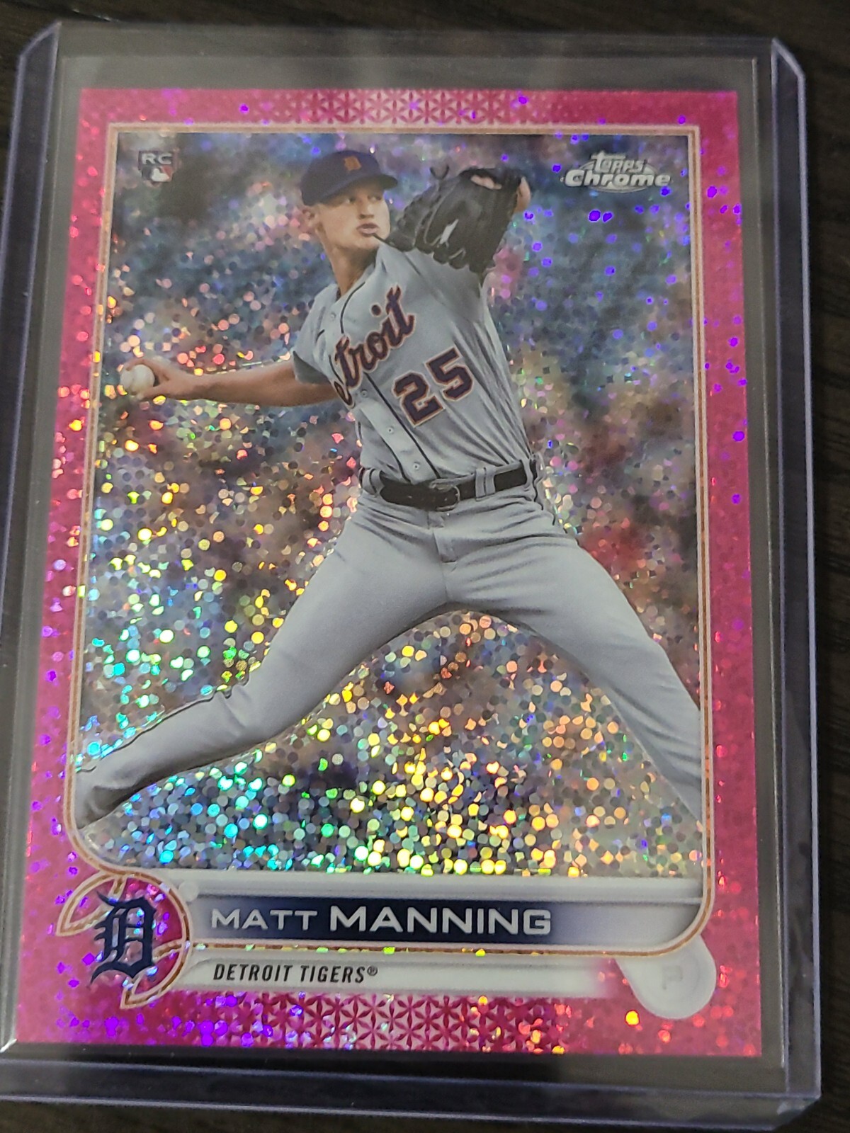 2022 Topps Chrome Magenta Speckle Refractor #57 Matt Manning /350 - Tigers