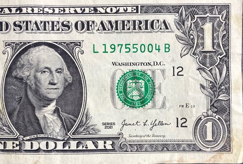 $1 Birthday/Anniversary Note May 4, 1975 (5/4/1975) Serial Number L19755004B - Picture 3 of 4