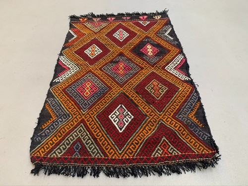 Vintage Turkish Mini Kilim 78x50 cm Wool Small Kelim Runner, shabby Chic - Picture 2 of 5