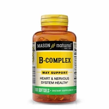 100 SOFTGELS LIQUID B Complex Promotes Energy Production Healthy NERVES