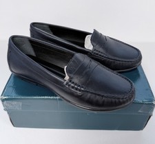 Hotter Drift Navy Blue Moccasin Leather Shoes Women’s Size UK 7.5 Extra Wide New
