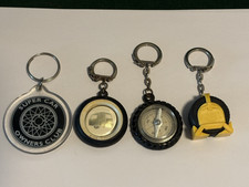 Vintage Tyre Shaped Keyrings - Super Car Owners Club, Caravan, Compass, Clamped