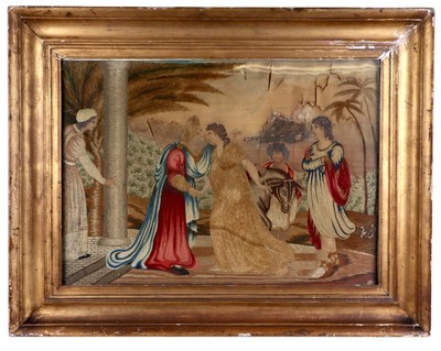 Antique Georgian Regency Silkwork Embroidered Picture Figural Classical c1820