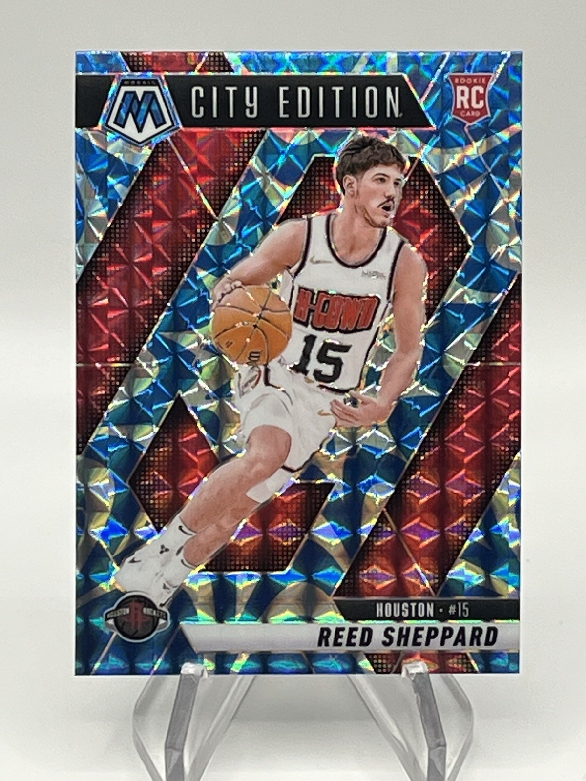 2024-25 Mosaic Blue Reactive Prizm City Edition Reed Sheppard RC Rockets
