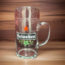Vintage Heineken 1L Beer Stein Mug 8” Tall Heavy Glass Stölzle Austria Red Star