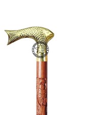 Walking Cane Rosewood Designer Wooden Walking Stick with Brass Handle Gift
