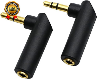 3.5Mm Angle Male to Female Audio Adapter, 90 Degree Right Angle Gold-Plated TRS