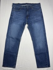 Levis 505 Regular Fit Jeans Mens 36x30 Blue Straight Leg Stretch Denim Pants