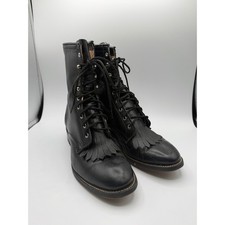 Laredo 19471 Womens 7.5 D Black Leather Kiltie Packer Western Boots USA Made
