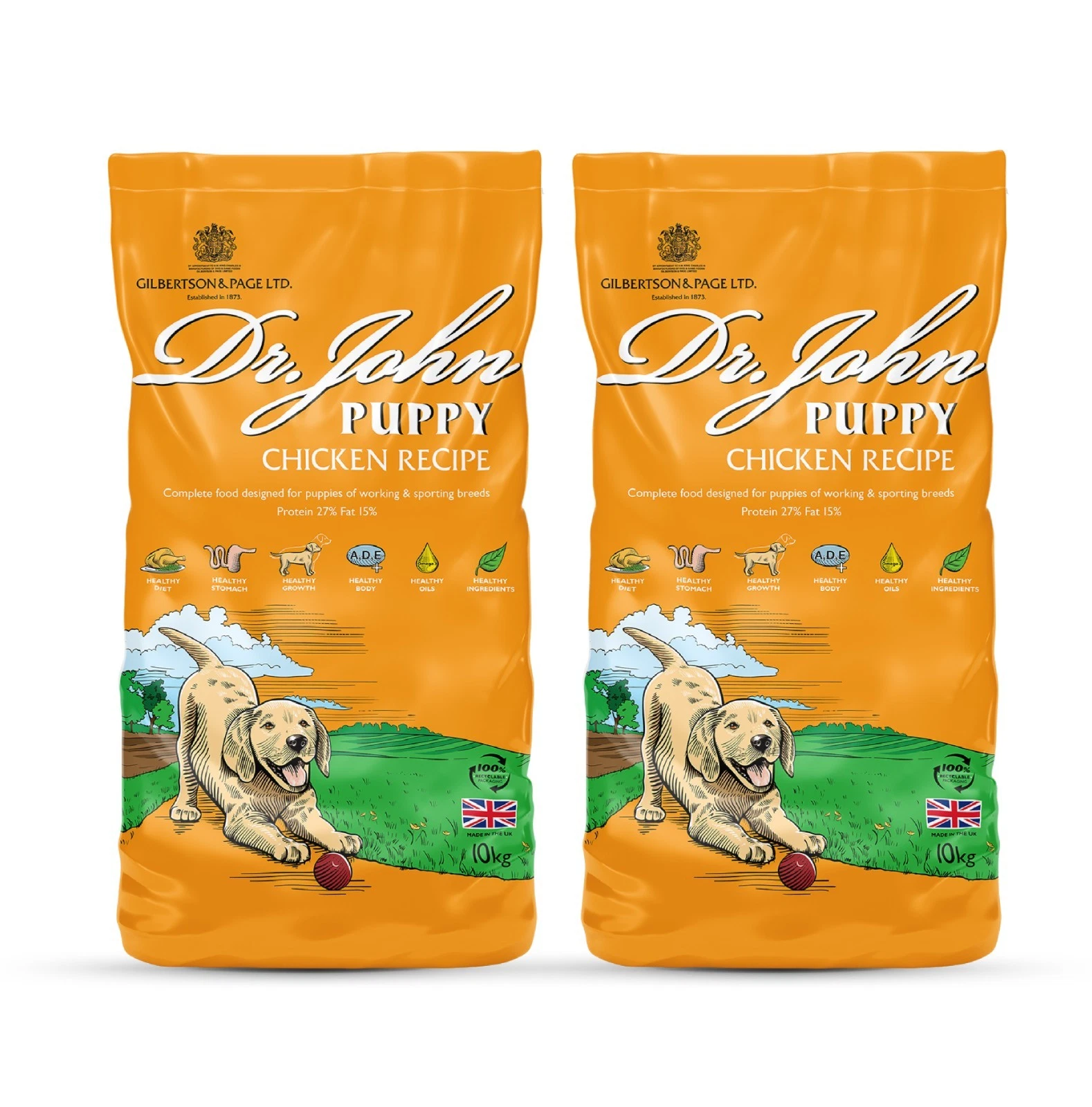 Dr. John Puppy Chicken Recipe Dry Dog Food with Omega-3s - 20kg (2 x 10kg)
Opens in a new window or