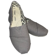 Toms Heavy Grey Canvas Flat Loafers Women's Size 7.5 Comfort Leisure