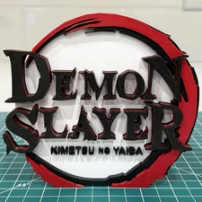 3D Printed Demon Slayer Freestanding Sign Logo Fan Display Fan Art Red Black NEW
