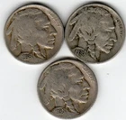 3-Coin Lot of Buffalo Nickel Coins Full Dates 1936 PDS