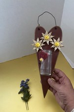 Handcrafted Rustic Wooden Heart Wall Hanging With Jar For Flowers Or Plant Start