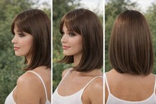 Perruque Lisse Dense Femme Châtain Foncé 12’’ Qualité Pro Volume Naturel Chic
