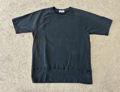 Vintage Repro 60s Velva Sheen Herren schwarz kurzärmliges Baumwoll-Sweatshirt Lrg