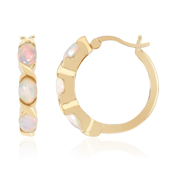 Cavill Welo Opal Ohrringe Damen 925Er Sterlingsilber Vergoldet 1,39Ct Oval-image