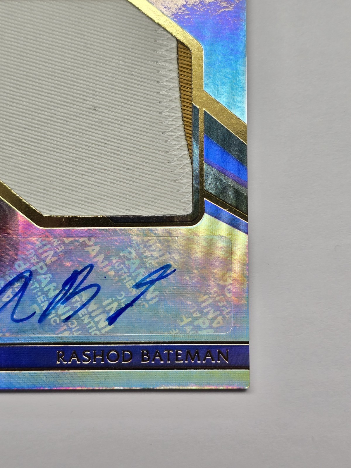 2021 Limited Spotlight Holographic /29 Rashod Bateman RPA Rookie Patch Auto RC view 2